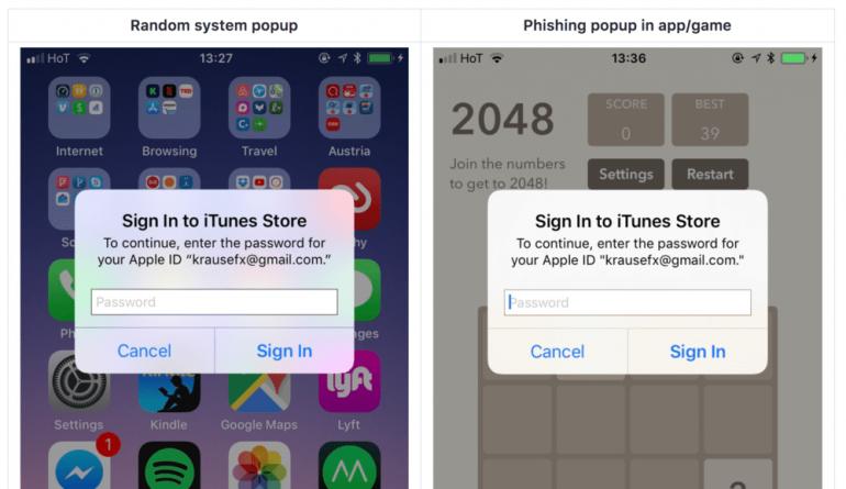 Новый баг в iOS: если система запрашивает пароль от Apple ID, запрос может быть фальшивым Постоянно выскакивает apple id