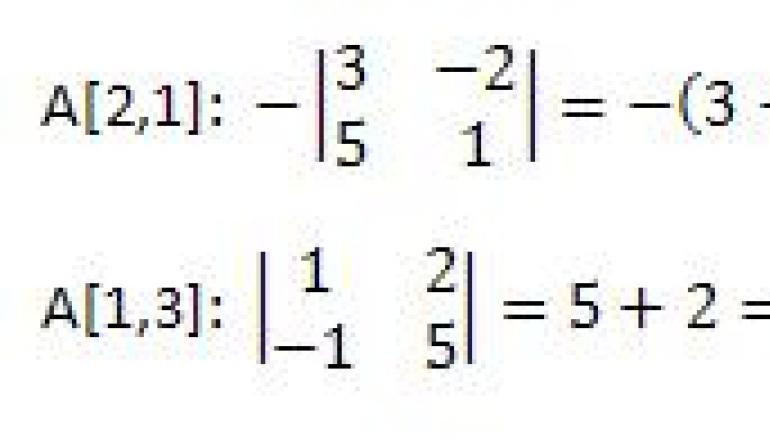 Алгоритм вычисления обратной матрицы с помощью алгебраических дополнений: метод присоединённой (союзной) матрицы